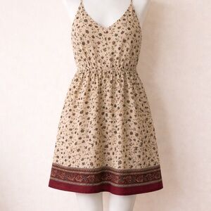 Boho Silk Blend Floral Babydoll Mini Dress Smocked Empire Waist